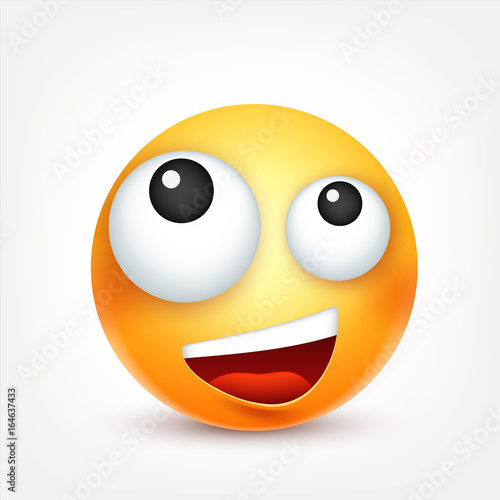 Smiley,emoticon. Yellow face with emotions. Facial expression. 3d realistic emoji. Sad,happy,angry faces.Funny cartoon character.Mood. Web icon. Vector illustration.