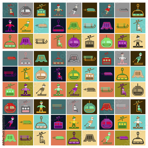 Set of Icons in flat design winter sport