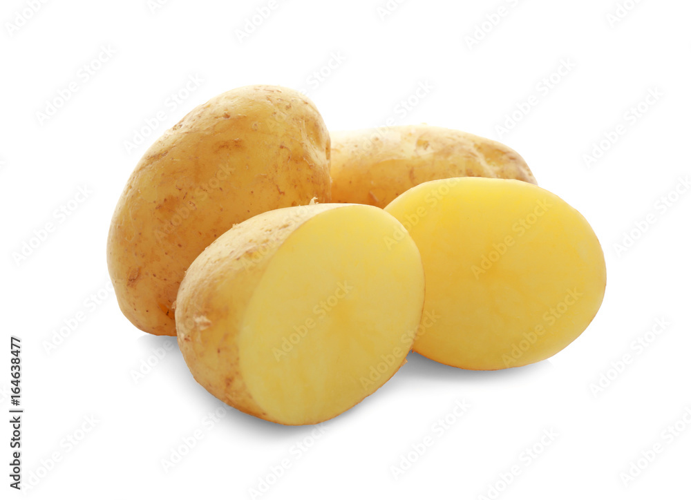 Sliced potatoes isolated on white Sliced potatoes isolated on white