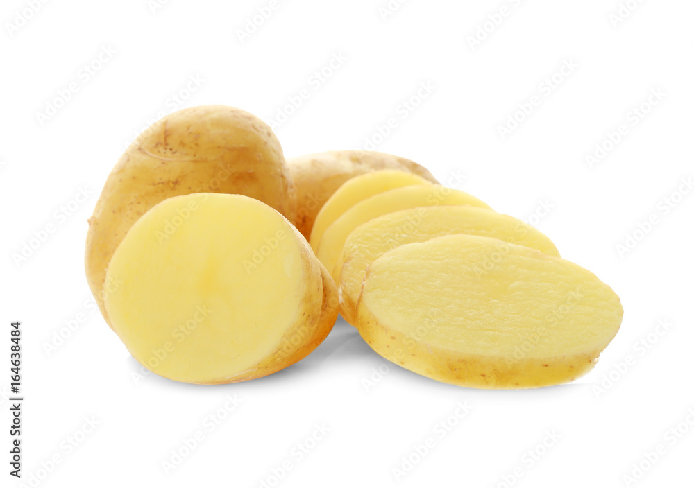 Sliced potatoes isolated on white