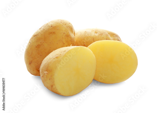 Sliced potatoes isolated on white