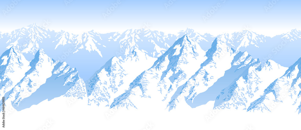 Fototapeta bezszwowy wektorowy błękitny piękny gór panoramy wzór