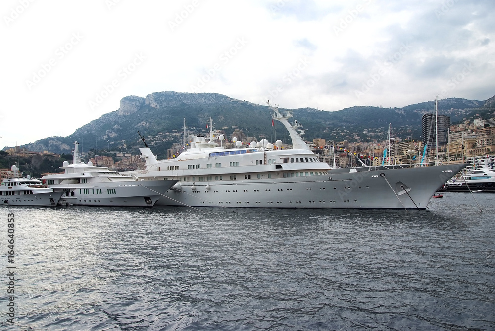 Luxury yachts in Monaco Monte Carlo harbor