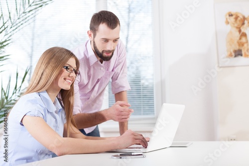 Cheerful young couple working on laptop. © BillionPhotos.com