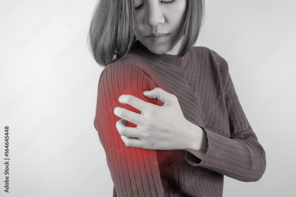 Women scratch the itch with hand, arm Women scratch the itch with hand, arm