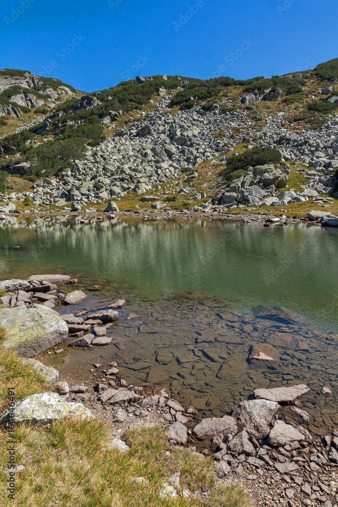 Amazing landscape of Lake with clear waters, Rila Mountain, Bulgaria