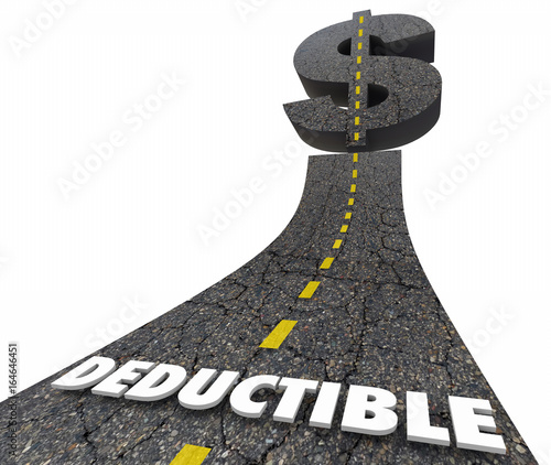 Deductible Insurance Co-Pay Cost Auto Insured Policy Road Dollar Sign 3d Illustration