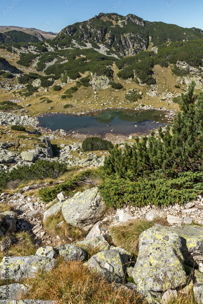 Amazing landscape of Lake with clear waters, Rila Mountain, Bulgaria