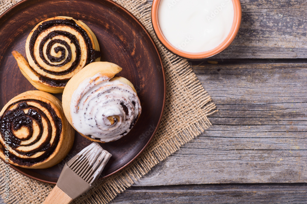Freshly baked cinnamon rolls Freshly baked cinnamon rolls
