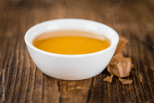 Syrup (Caramel taste) (selective focus, close-up shot)