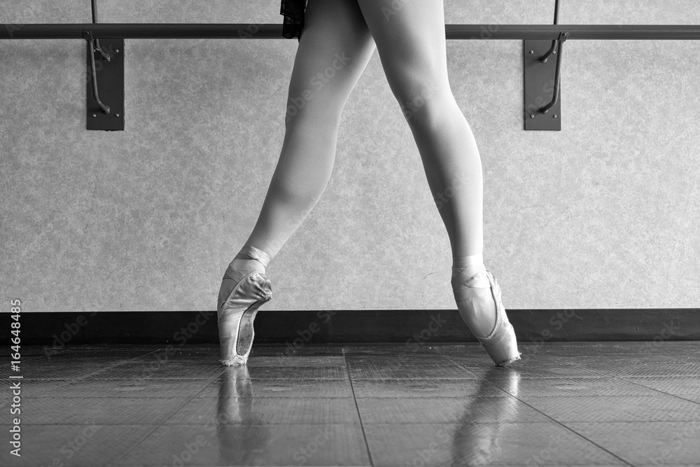 Black and white version of Ballet Dancer En Pointe in 4th Black and white version of Ballet Dancer En Pointe in 4th
