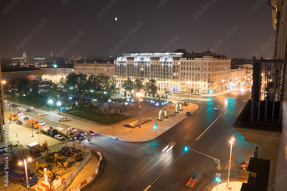 Pushkin Square moscow Russia at night