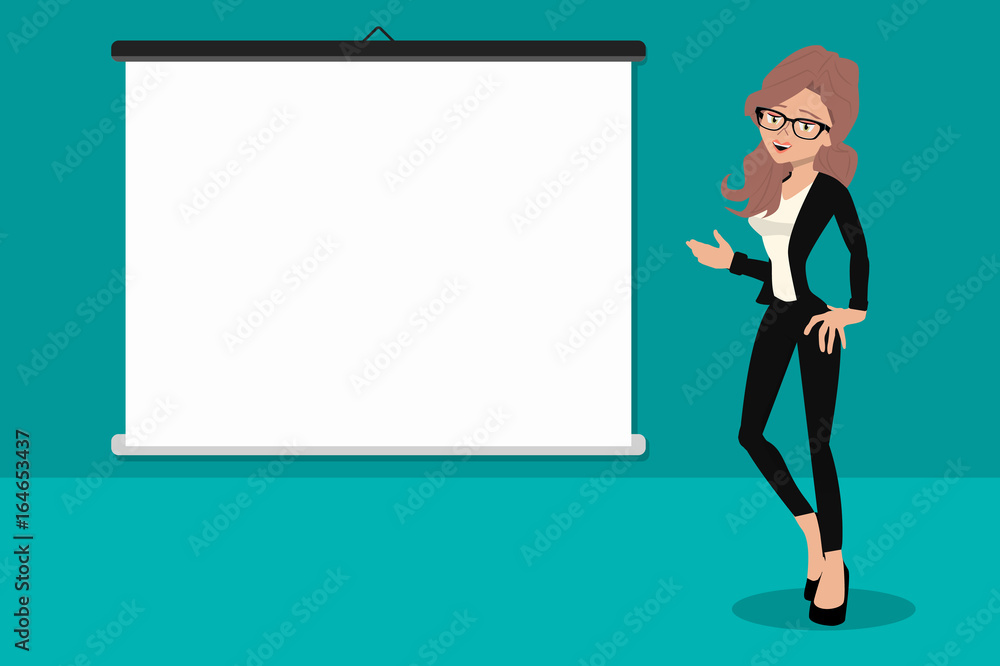 Employee women shows enthusiasm for new job opportunity in white poster to fill out. job vacancy. Office meeting Employee women shows enthusiasm for new job opportunity in white poster to fill out. job vacancy. Office meeting