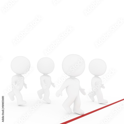 white human running the target in 3D rendering