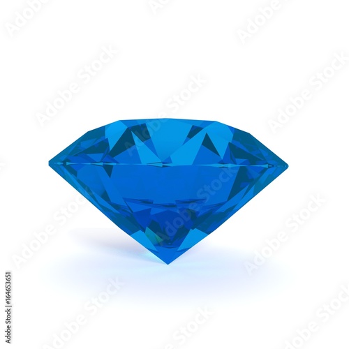 blue diamond on isolated white in 3D rendering