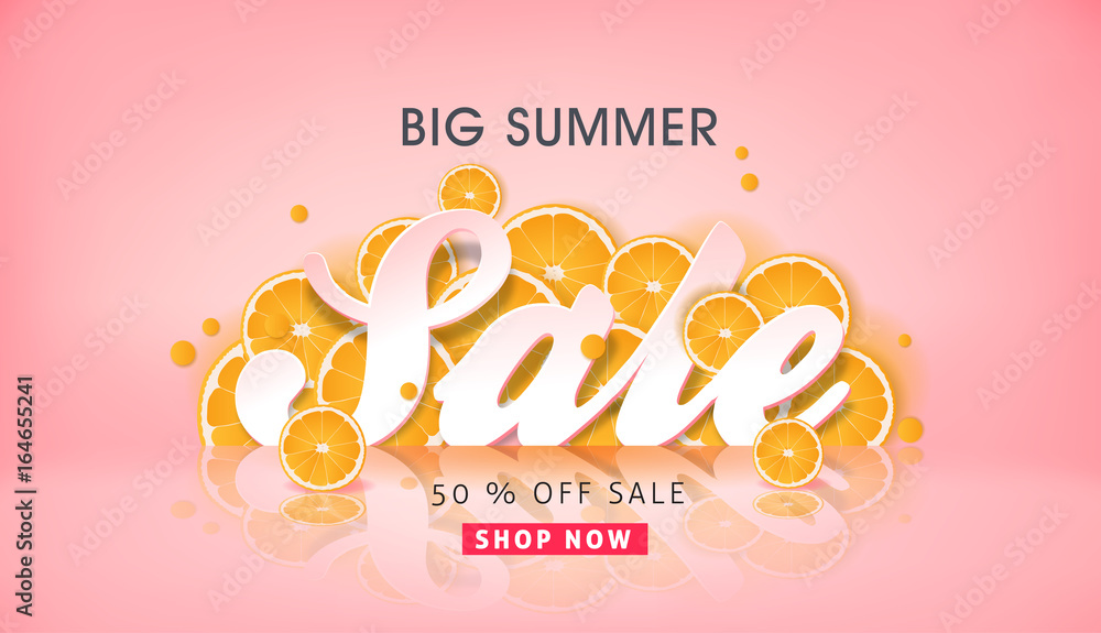 Summer sale background layout banners decorate with orange.voucher discount.Vector illustration template.