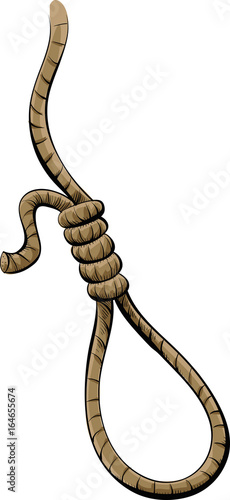 A cartoon rope tied into a hangman's noose.