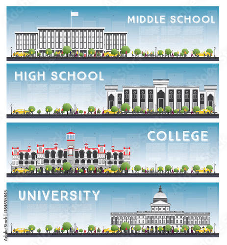 Set of University, High School and College Study Banners.