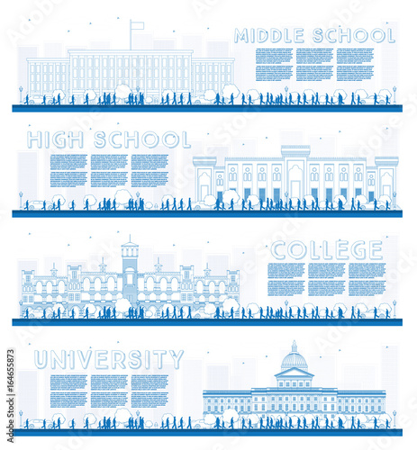 Outline Set of University, High School and College Study Banners.