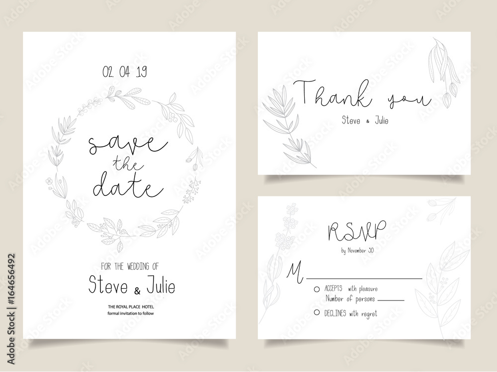 Wedding invitation Card template. 