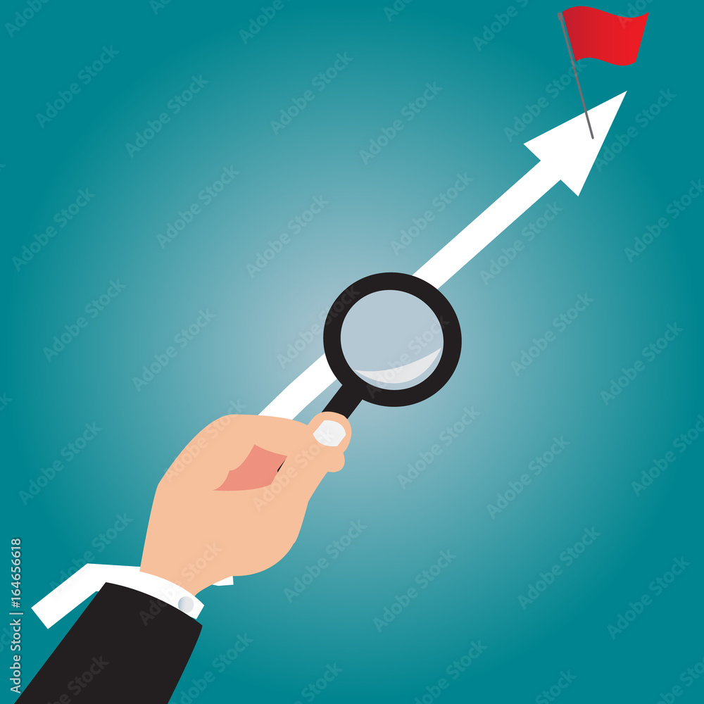 Finding the way towards the goal with business concept to red flag goal - vector illustrator design simple Finding the way towards the goal with business concept to red flag goal - vector illustrator design simple