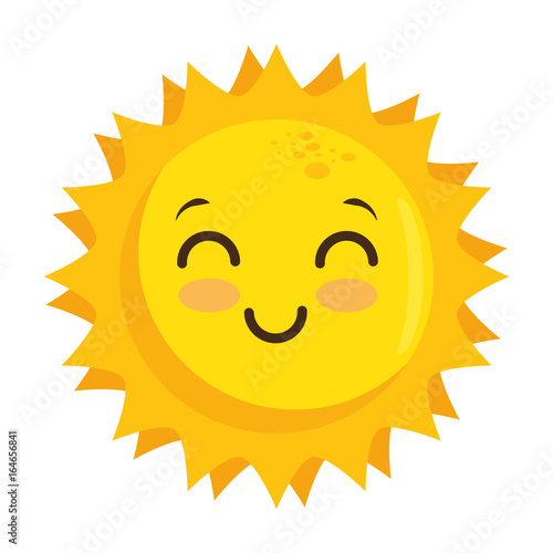isolated yellow kawaii sun face icon vector illustration graphic design