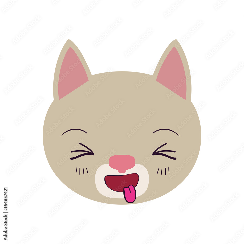 colorful caricature cute face of cat sticking out tongue expression vector illustration colorful caricature cute face of cat sticking out tongue expression vector illustration