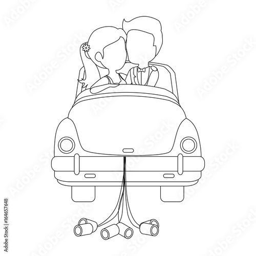 isolated newlywed couple car icon vector illustration graphic design