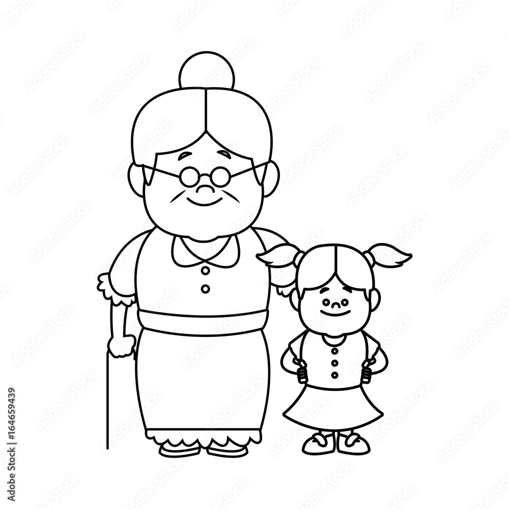 little girl and grandmother together family