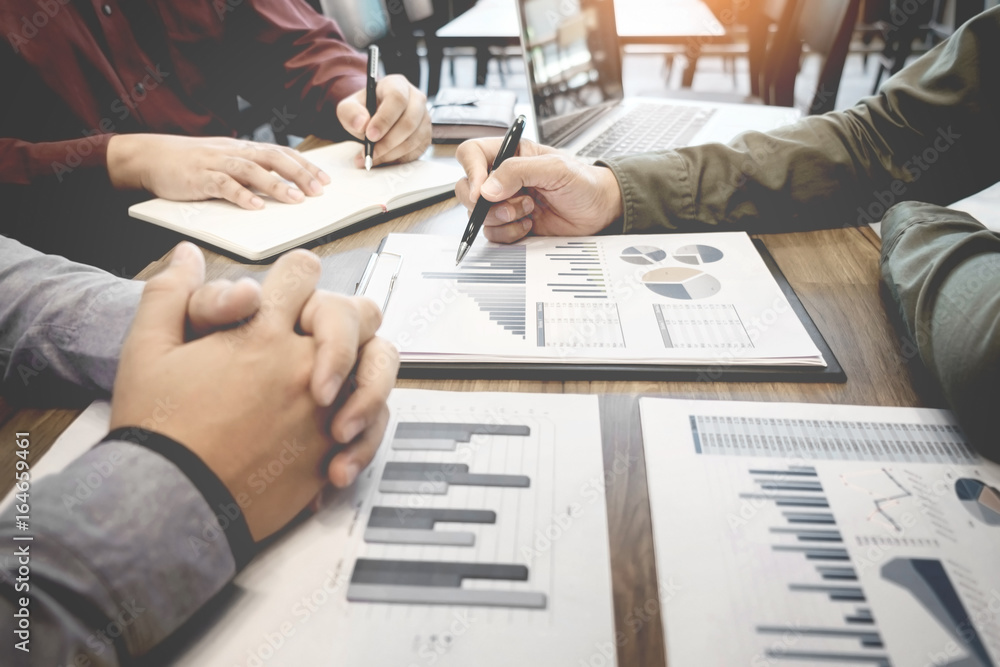 Business meeting office. documents account managers crew working with ...