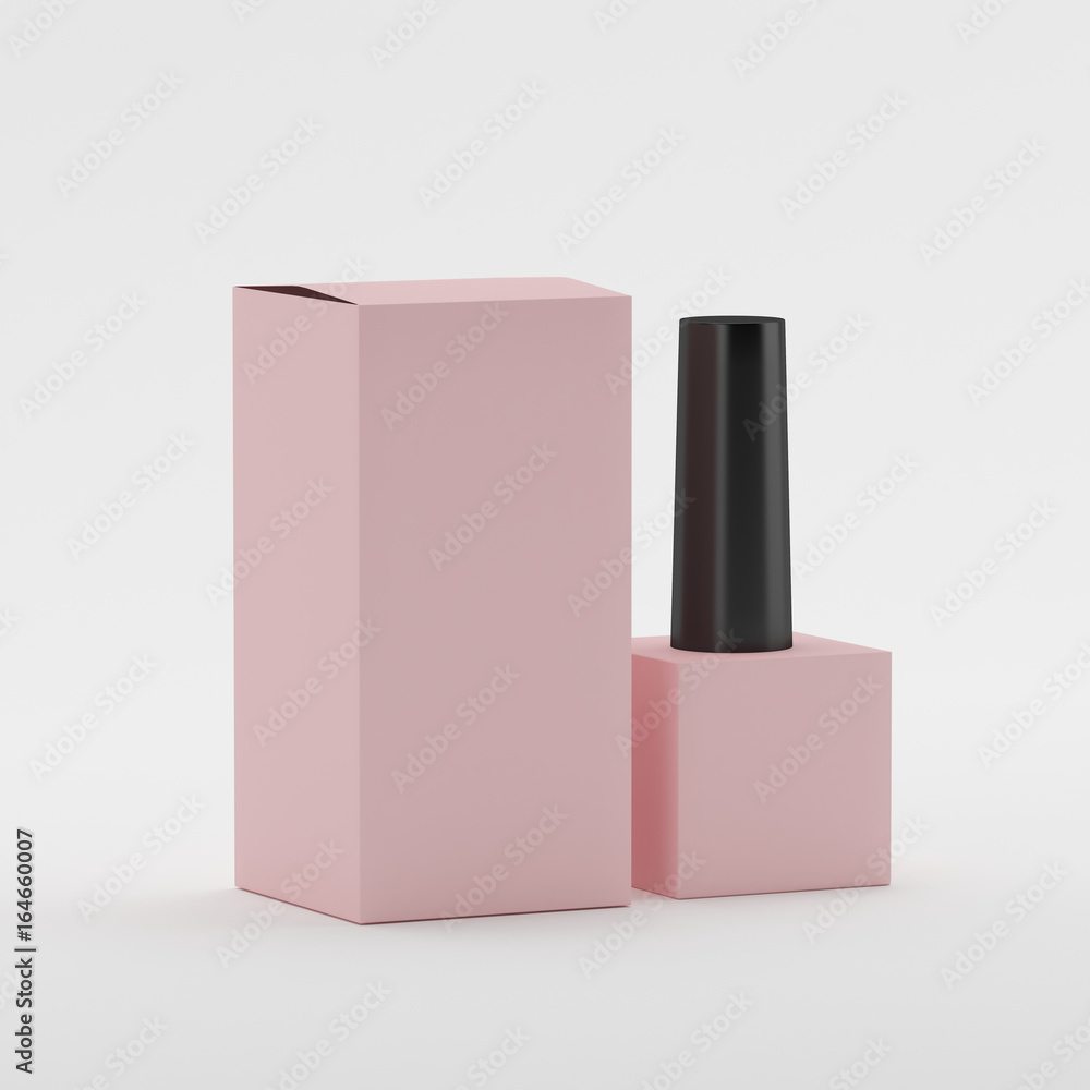 Blank Nail Polish Mock-up Templated On Isolated White Background, Ready For Your Design, 3D Illustration Blank Nail Polish Mock-up Templated On Isolated White Background, Ready For Your Design, 3D Illustration