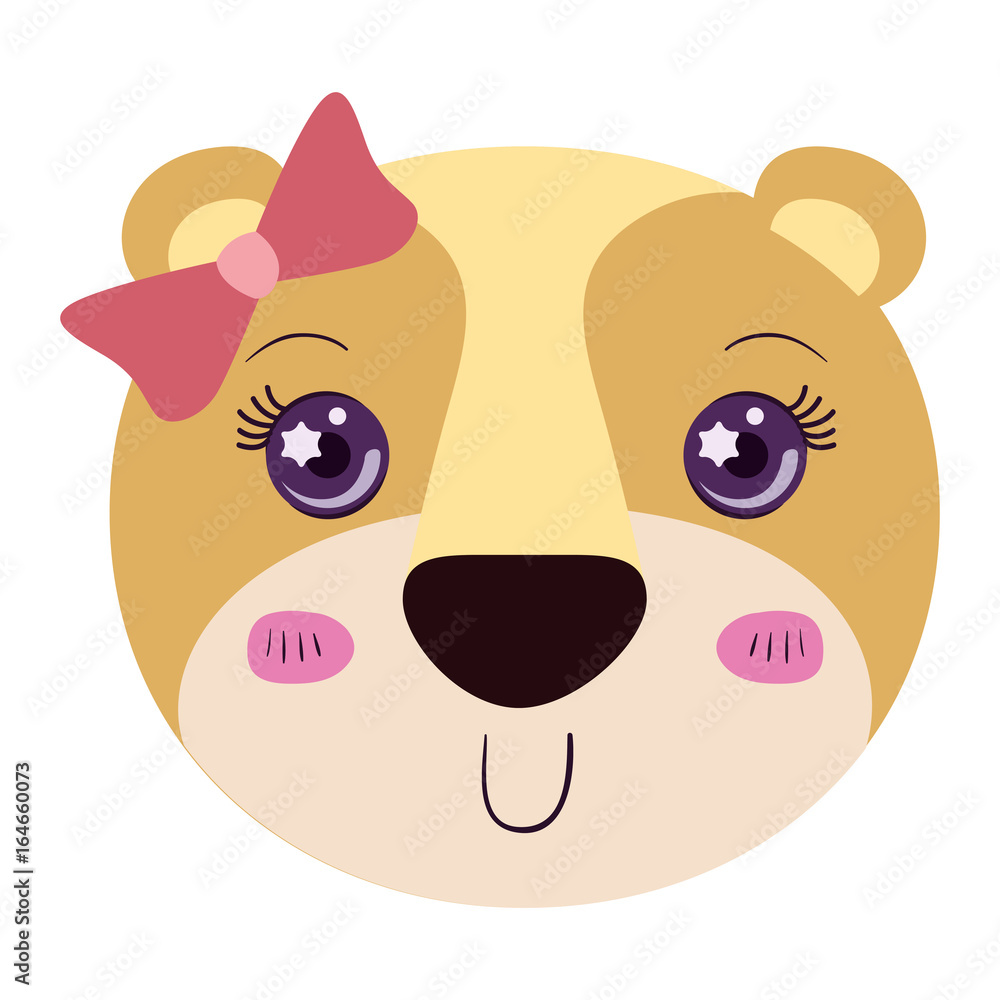 colorful caricature cute face of female lioness animal with bow lace and smiling expression vector illustration colorful caricature cute face of female lioness animal with bow lace and smiling expression vector illustration