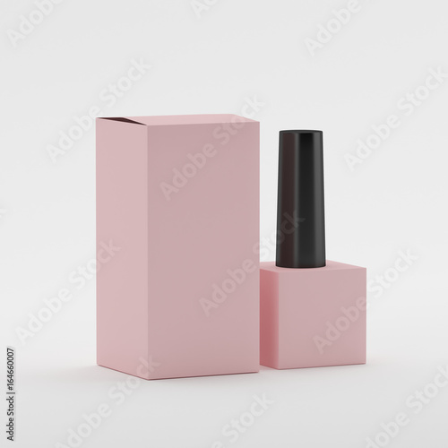 Blank Nail Polish Mock-up Templated On Isolated White Background, Ready For Your Design, 3D Illustration