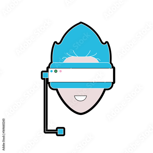 boy face with 3d glasses to dimension experience