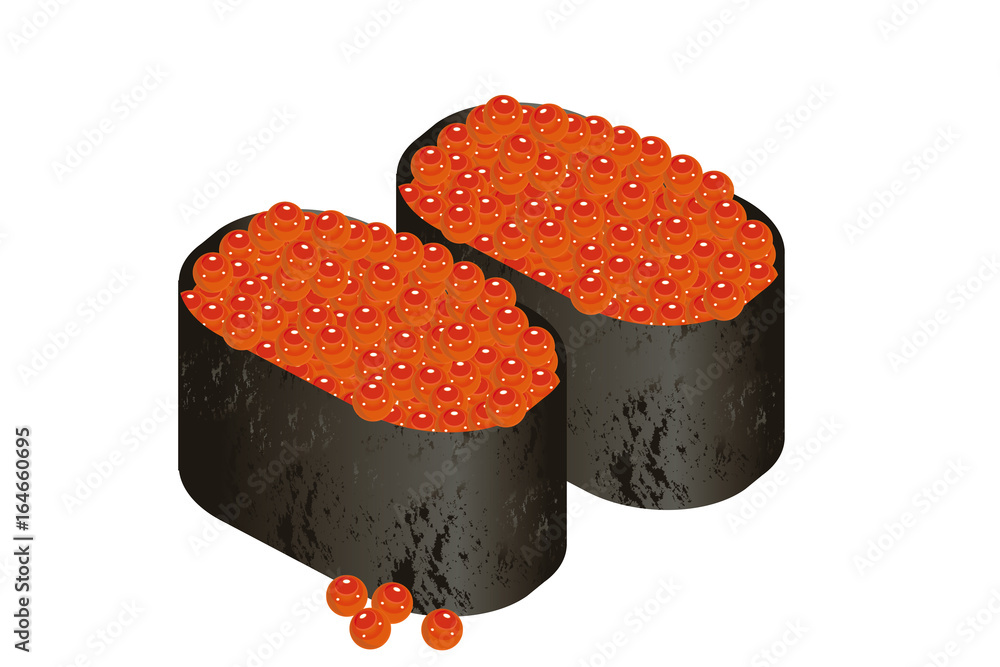 イクラの軍艦 キュウリなし の寿司のイラスト 軍艦巻き Stock Vector Adobe Stock