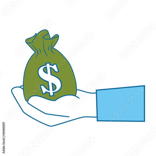 isolated hand money bag icon vector illustration graphic design