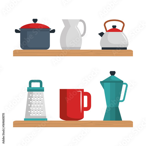 Colorful kitchenware set over white background vector illustration