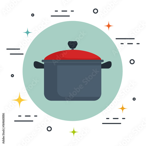 Cooking pot icon over white background vector illustration