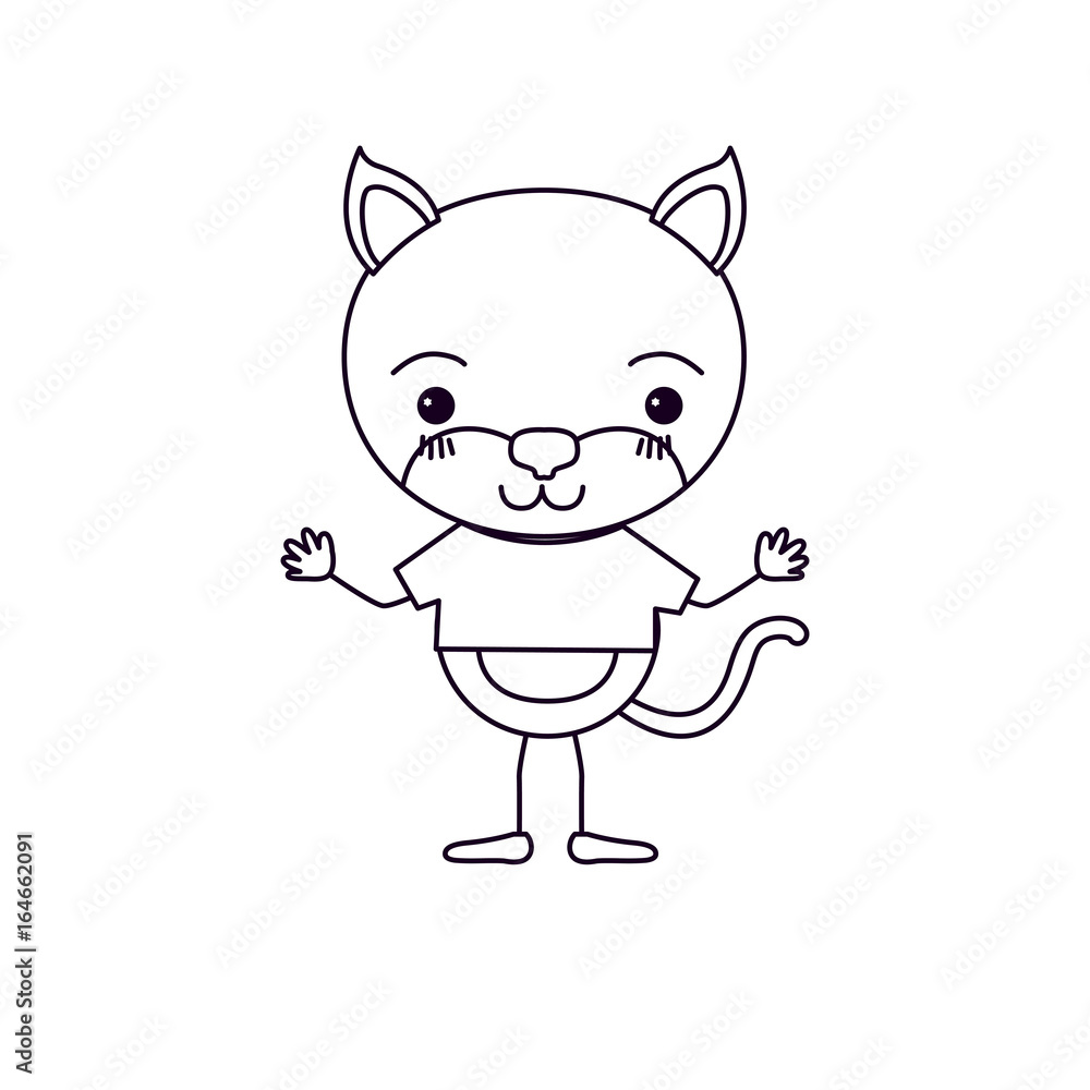 sketch silhouette caricature of cute cat happiness expression in pants vector illustration sketch silhouette caricature of cute cat happiness expression in pants vector illustration
