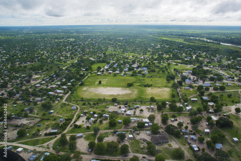 aerial view of Maun which is the nearest town from Okavango Delta, Botswana