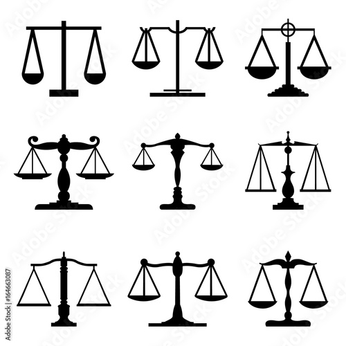 Vintage mechanical balance scales Fair Equal Judge icons Vector 