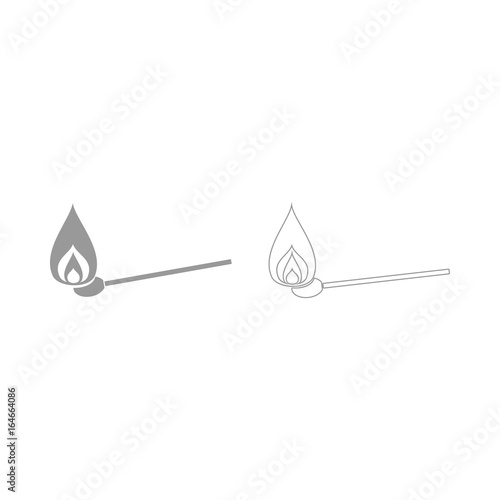 Burning match the grey set icon .