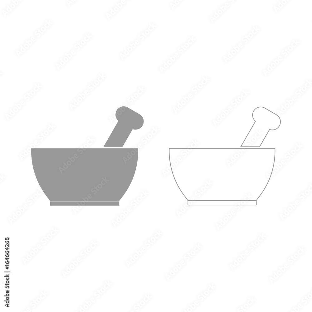 Mortar and pestle the grey set icon . Mortar and pestle the grey set icon .