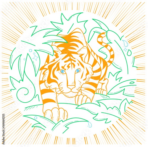Fototapeta Naklejka Na Ścianę i Meble -  Tiger icon in nature
