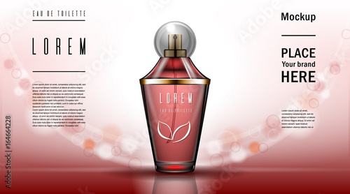 Brand 3D cosmetic vector illustration perfume premium product for woman vintage