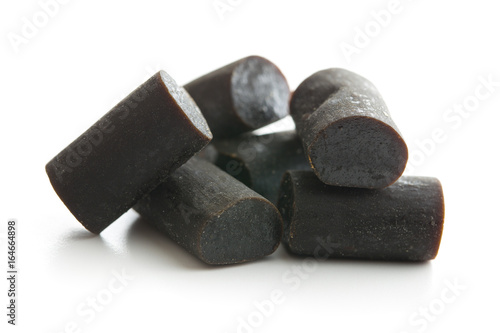 Black liquorice candies. photo