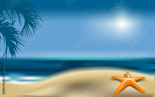 Summer background sea beach vector illustration