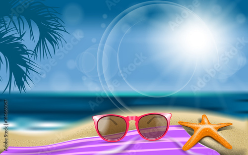 Summer background sea beach vector illustration