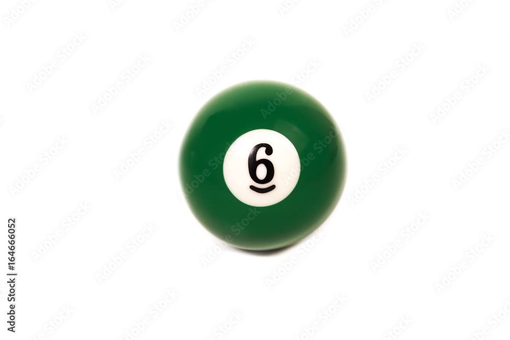 Bola de billar número 6 sobre fondo blanco aislado. Vista de frente foto de  Stock | Adobe Stock