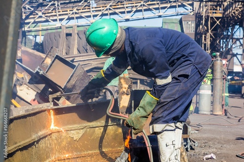 Metal welding and cutting in industrial ship yard - Durban, South Africa